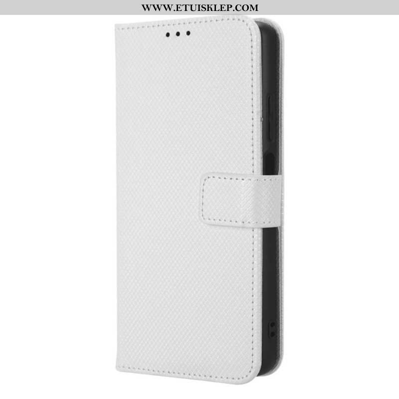 Etui Folio do Xiaomi Redmi Note 12 Pro Plus z Łańcuch Stylowa Sztuczna Skóra Z Paskami